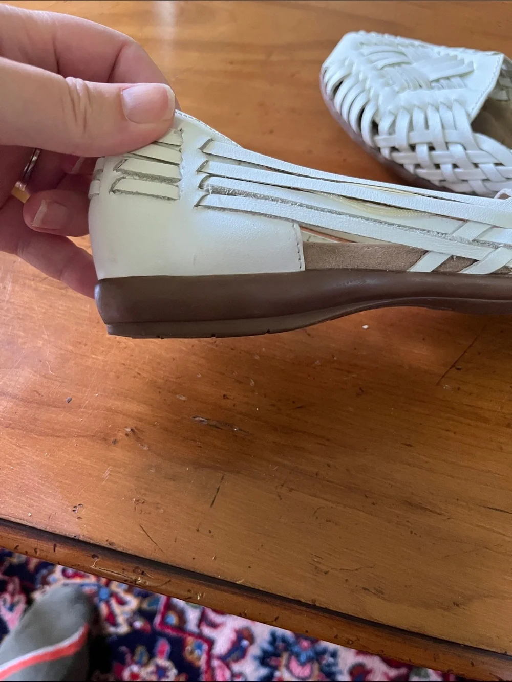 Naturalizer White Woven Leather Huarache Slip-On Ballet Flats